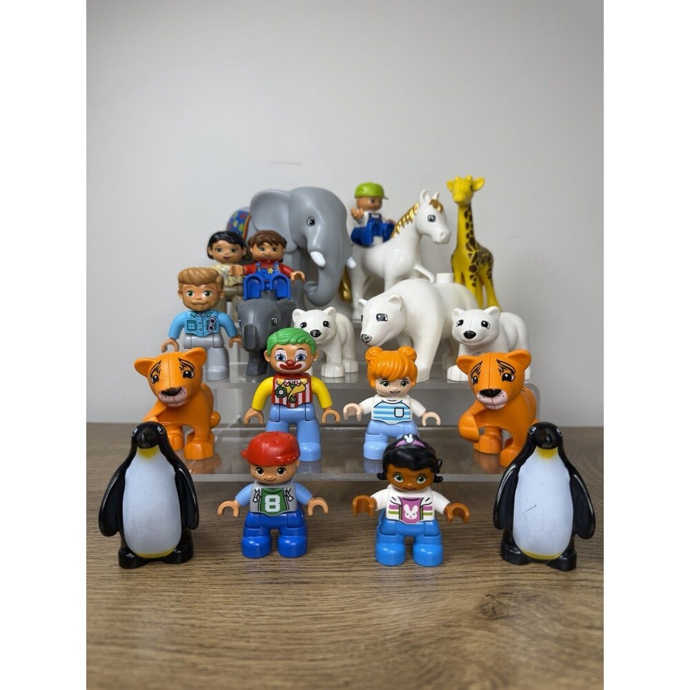 LEGO Duplo 19 Piece Lot Mixed Figures ~ Circus ~ Zoo ~ Animals ~ People